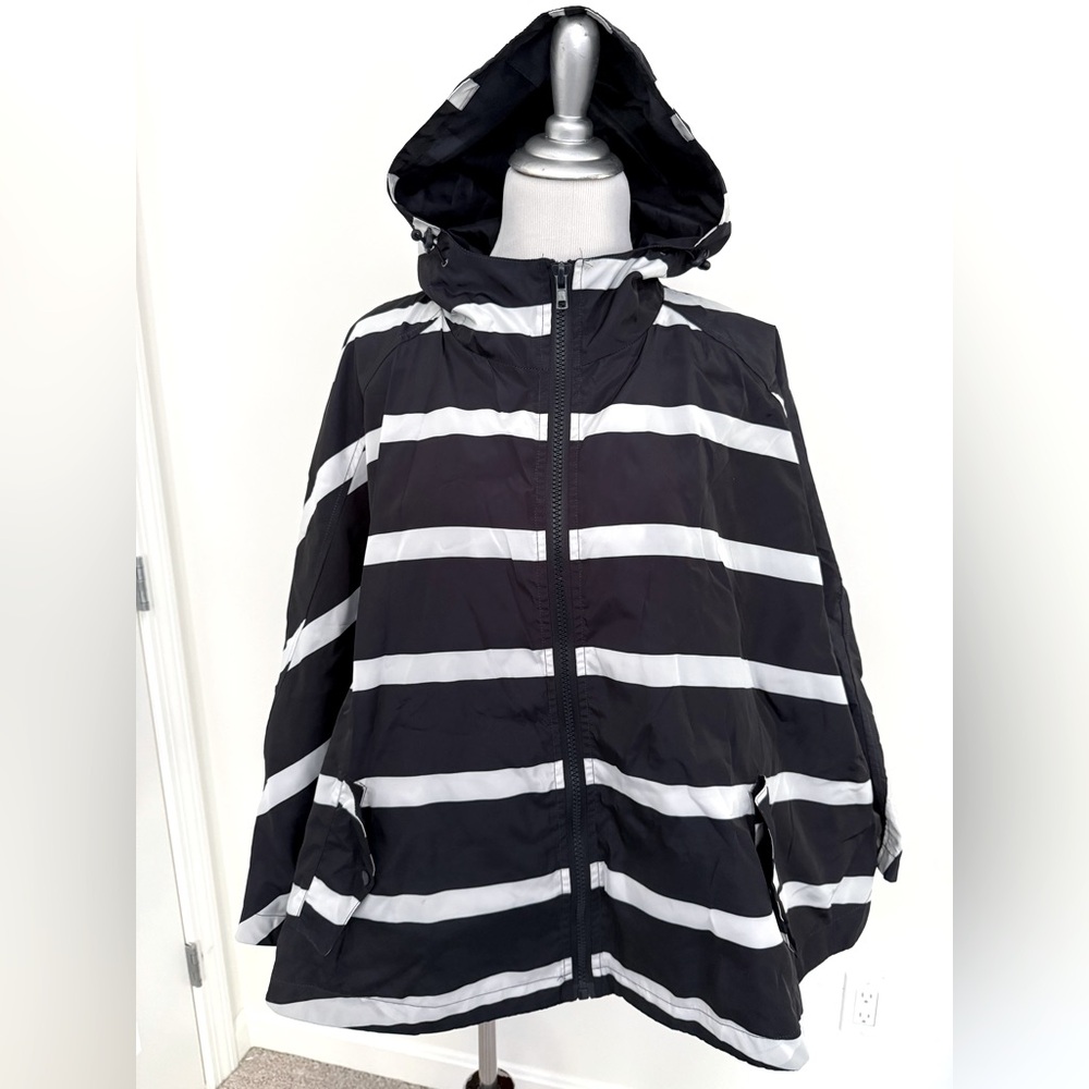 Nautical Navy and White Striped Rain Cape for Women One Size Fits Most